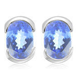 1.50 Cts of 7x5 mm AA Oval Tanzanite Stud Earrings in 14K White Gold