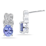 0.10 Cts Diamond & 1.08-1.50 Cts Tanzanite Earrings in 14K White Gold