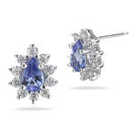 0.40 Ct Diamond & 0.68 Ct Tanzanite Cluster Earrings in 14K White Gold