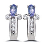 0.20 Ct Diamond & 0.55 Ct 5x3 mm AA Oval Tanzanite Earrings- 14KW Gold