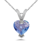 0.85 Cts Tanzanite Heart Pendant in 14K White Gold