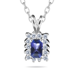 0.14 Cts Diamond and 0.33 Cts Tanzantine Pendant in 14K White Gold