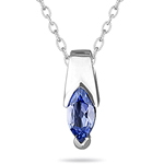 1/2 Cts AA Marquise Tanzantine Pendant in 14K White Gold