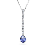 0.10 Ct Diamond & 0.75 Cts Tanzanite Drop Pendant in 18K White Gold