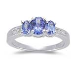 Tanzanite Ring - 0.12 Ct Diamond & 1 Ct AA Tanzanite Ring in 14K Gold