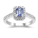 0.42 Cts Diamond & 0.60 Cts Tanzanite Ring in 14K White Gold