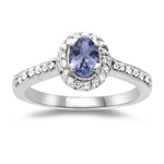 0.50 Cts Diamond & AA Tanzanite Cluster Bamboo-Style Ring in 14K Gold