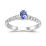 0.18 Cts Diamond & 0.23 Cts Tanzanite Ring in 14K White Gold