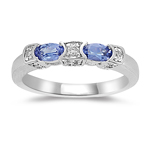 0.12 Cts Diamond & 0.46 Cts Tanzanite Ring in 14K White Gold