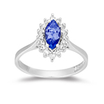 Tanzanite Ring - 0.16 Ct Diamond & Tanzanite Ring in 14K White Gold