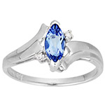 0.02 Ct Diamond & 0.48 Ct 8x4mm Marquise AA Tanzanite Ring in 14K Gold