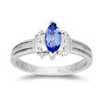 0.53 Cts of 9x5 mm AA Marquise Tanzanite Ring in 14K White Gold