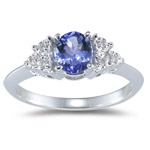 0.03 Ct Diamond & 0.70 Ct Tanzanite Ring in 18K White Gold