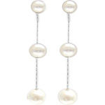 Cultured Pearl Drop Earrings in Sterling Silver