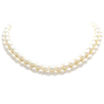 Double Strand Freshwater Cultured Pearl Necklace in Silver