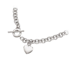 Puffed Heart-Tag Toggle Necklace in 14K White Gold