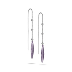 Diamond & Amethyst Threader Earrings in 14K White Gold