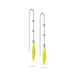 Diamond & Lemon Citrine Threader Earrings in 14K White Gold