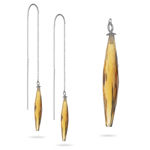 Threader Earrings - Cognac Quartz Threader Earrings in 14K White Gold