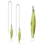 Threader Earrings - Olive Quartz Threader Earrings in 14K White Gold
