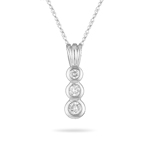 0.20-0.25 Cts  SI2 - I1 clarity and I-J color Diamond Three Stone Pendant Bezel Set in 18K White Gold