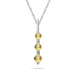 Three Stone Yellow Sapphire Pendant in 18K White Gold
