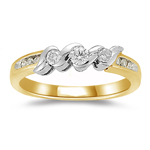 0.20-0.25 Cts  SI2 - I1 clarity and I-J color Diamond Three Stone Ring in 18K Two Tone  Gold