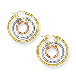 Gold Hoop Earrings in 14K Three Tone Gold