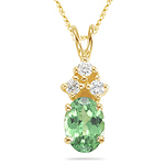 0.08 Ct Diamond & 1.28 Cts Tsavorite Garnet Pendant in 14K Yellow Gold