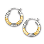 Gold Hoop Earrings in 14K Two Tone Gold