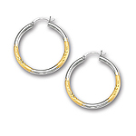 Gold Hoop Earrings in 14K Two Tone Gold