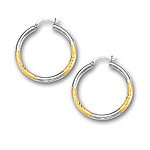 Gold Hoop Earrings in 14K Two Tone Gold