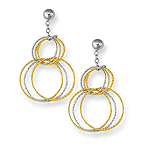 Gold Circle Earrings in 14K Two Tone Gold