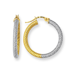 Classic Gold Diamond-Cut Hoop Earrings in 14K Two Tone Gold