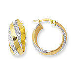 Swirl Diamond-Cut Hoop Earrings in 14K Two Tone Gold