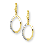 Tear-Drop Gold Diamond-Cut Hoop Earrings in 14K Two Tone Gold