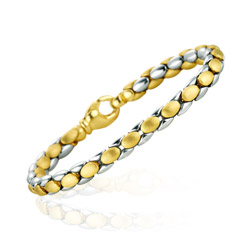 Oval Link Fashion Bracelet in 14K Two Tone Gold