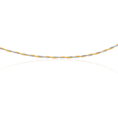 Mirror Spring Braided chain in 14K Two Tone Gold