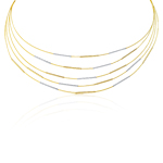 Adjustable Cable Necklace in 14K Two Tone Gold