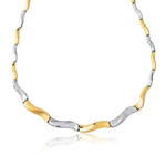 Womens Fancy Graduated Necklace in 14K Two Tone Gold