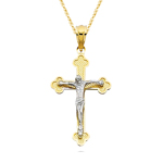 Gold Cross Pendant in 14K Two Tone Gold