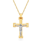 Gold Crucifix Pendant in 14K Two Tone Gold