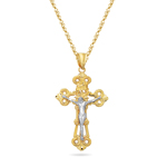 Gold Crucifix Pendant in 14K Two Tone Gold