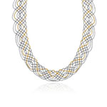 Balinese Bead Braided-Mesh Necklace in 14K Two Tone Gold