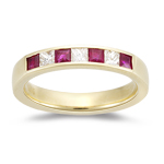 Ruby Band - 0.30 Ct Diamond & 0.60 Ct Ruby Wedding Band