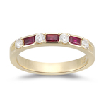 Wedding Band - 0.32 Ct Diamond & 0.42 Ct Baguette Ruby Wedding Band