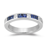 Sapphire Band - 0.24 Ct Diamond & 0.90 Ct Sapphire Wedding Band 