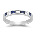 Sapphire Band - 0.30 Ct Diamond & 0.60 Ct Sapphire Wedding Band