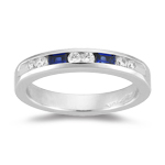 0.36 Ct Round Diamond & 0.60 Ct Princess-Cut Sapphire Wedding Band