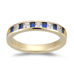 0.40 Ct Princess-Cut Diamond & 0.60 Ct Baguette Sapphire Wedding Band